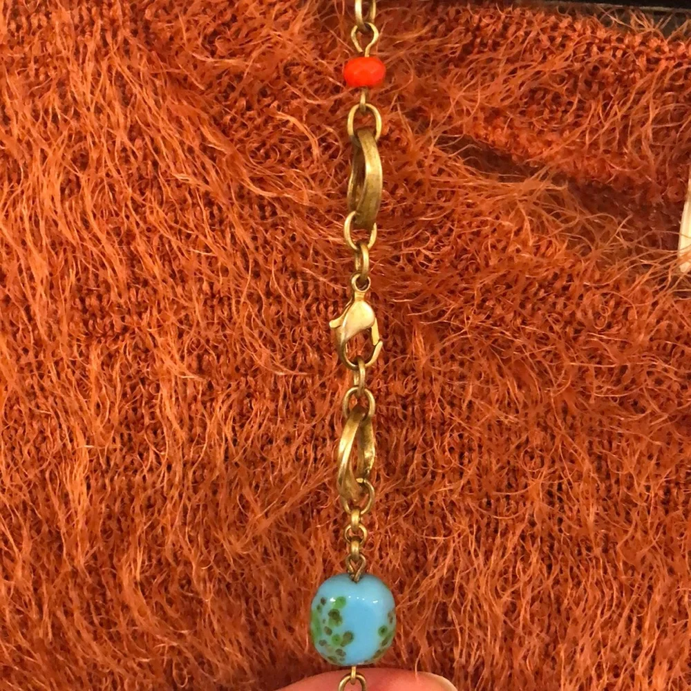 Multi colored beads on a Gold  chain w/ earrings